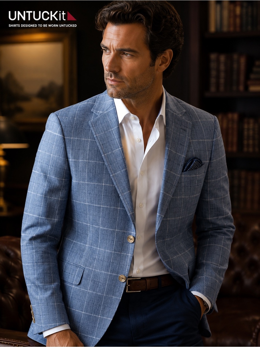 UNTUCKit Blue Windowpane Men's Blazer